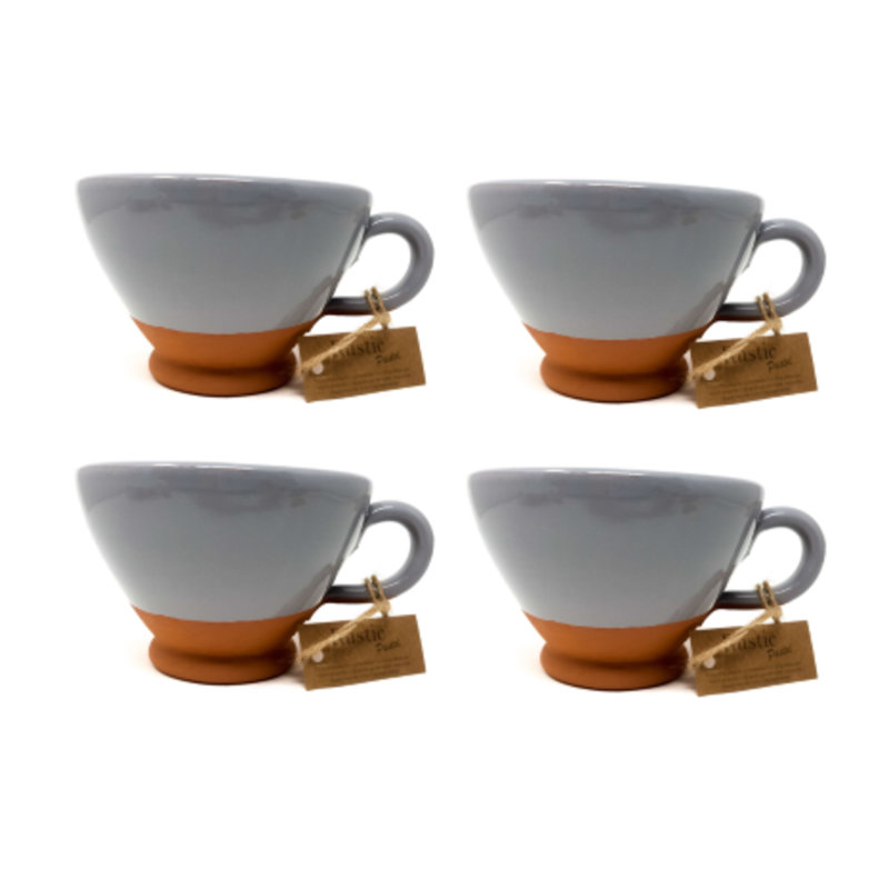 Verano Rustic Pastel Handmade Ceramic Cappuccino Cup, Grey
