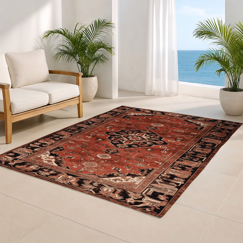 Tapis d'intérieur et d'extérieur brun Persian, Rectangle 4pi x 6 pi