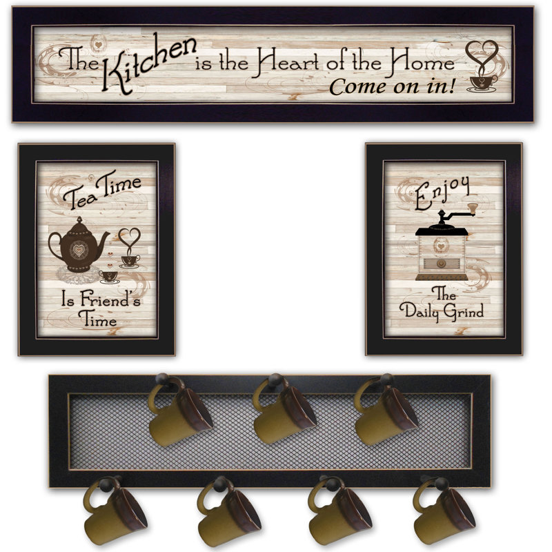 "Kitchen Collection IV" 4-Piece Vignette with 7-Peg Mug Rack by Millwork Engineering, Black