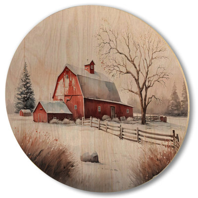 Église jaune pendant l'hiver IV - Art mural en bois spirituel - Bois de pin naturel