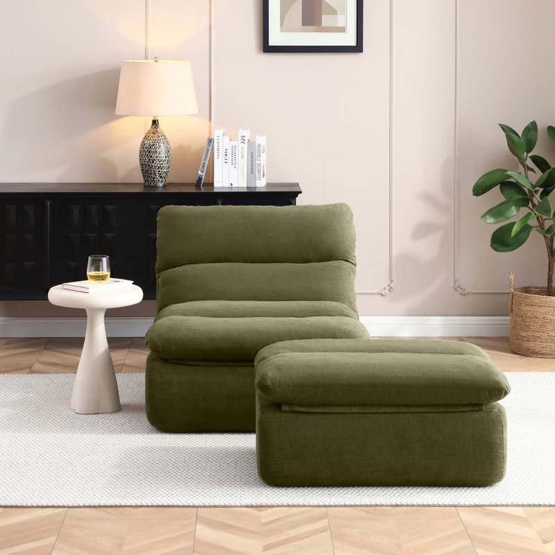 Fauteuil à billes ergonomique avec repose-pieds, Vert