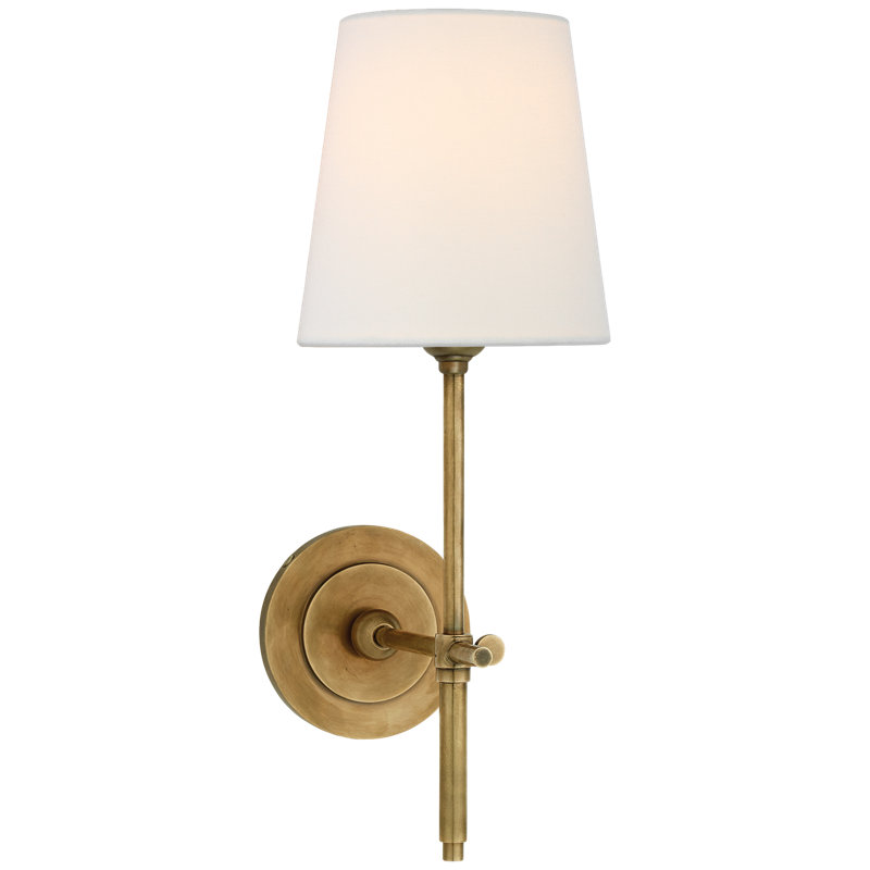 Bryant Solid Wallchiere, Hand Rubbed Antique Brass, Linen