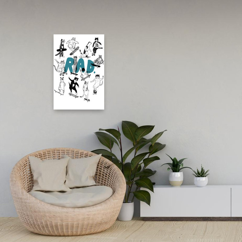 Impression d'art mural contemporain Rad Skate Cats, H 24 po x l 16 po