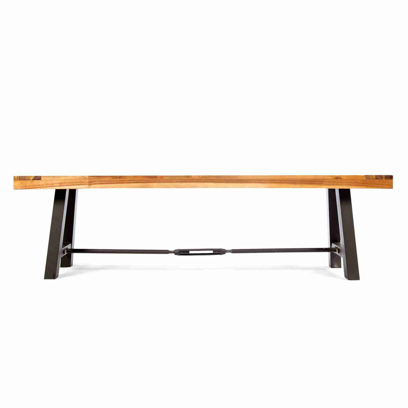 Modern Industrial Acacia Wood Patio Bench