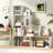 1 Pcs 4-tier Bookshelf With 6 Storage Cubes 64" Tall Modern Geometric Stair Bookcase