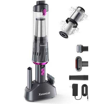 XenonLab Cordless Handheld Vacuum 3-in-1, 25000Pa Strong Suction, Includes Smart Display & Charging Base, Rechargeable, for Home Car Pet Hair Cleaning(sliver)
