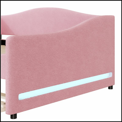Lit de jour rembourré avec lit gigogne et lumière DEL intelligente, parfait pour les petits espaces et les chambres d'amis