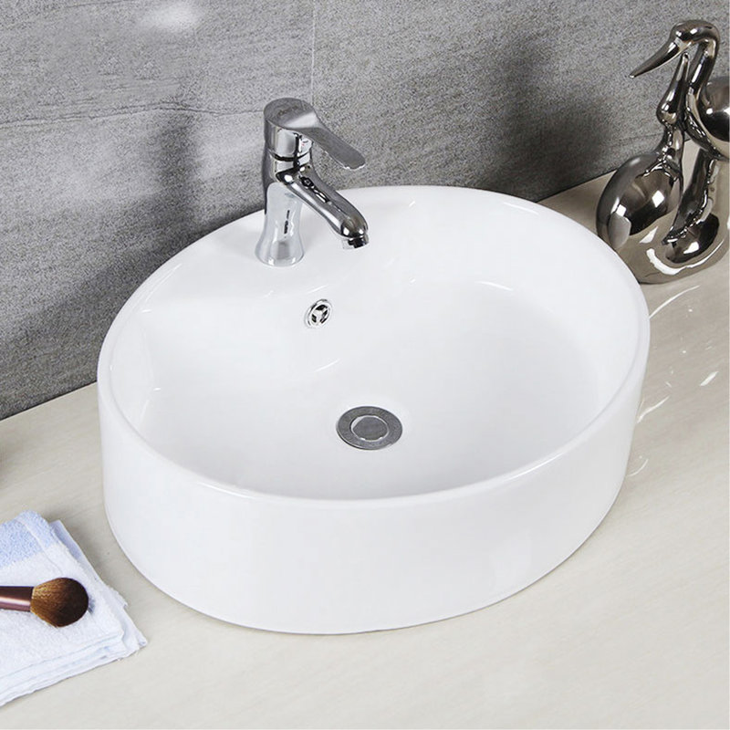 Safavieh Brook 16.7 " Ceramic Circular Bathroom Sink and Overflow Hole
