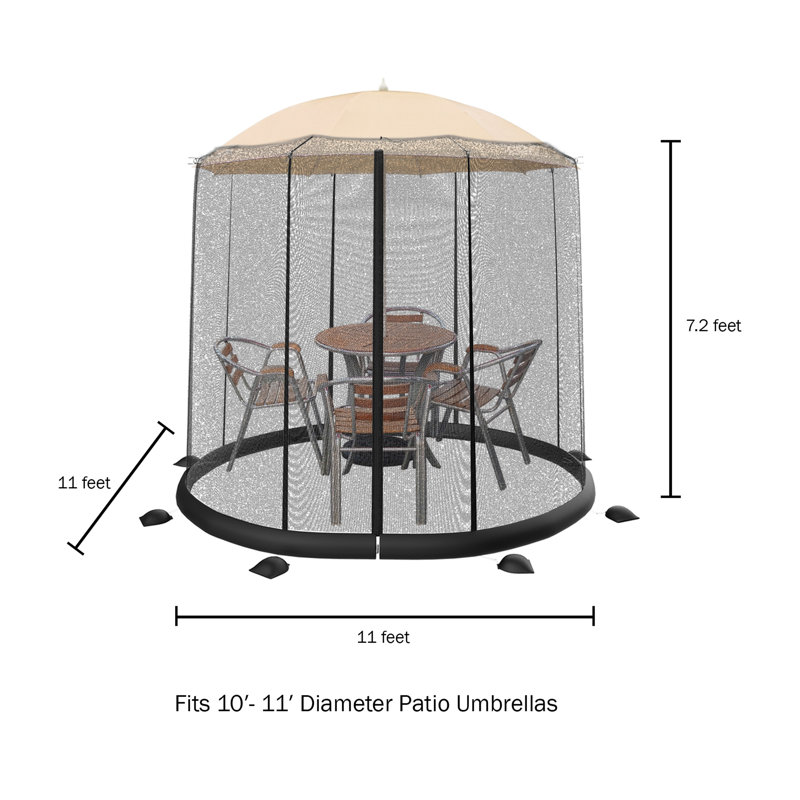 Hartwig Mosquito Net for Patio Umbrellas - Bug Screen for Umbrellas to Keep Out Insects - Zippered Mesh Cover with Weighted Bottom by Pure Garden