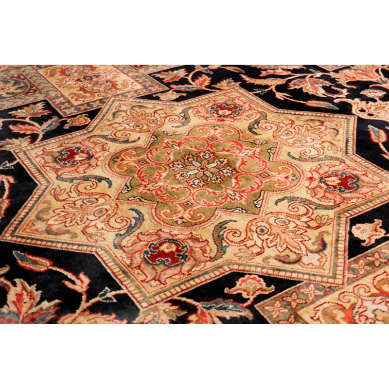 Tapis brun / noir noué à la main Agra
