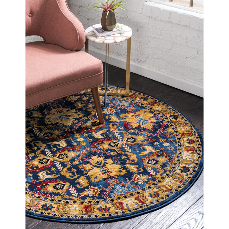 Tapis oriental bleu Angeliya, Rond 5 pi
