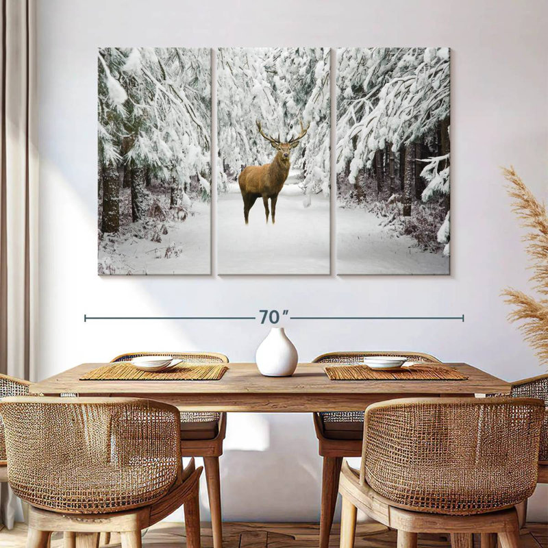 Cerf rouge d'hiver, H 48 po x l 74 po