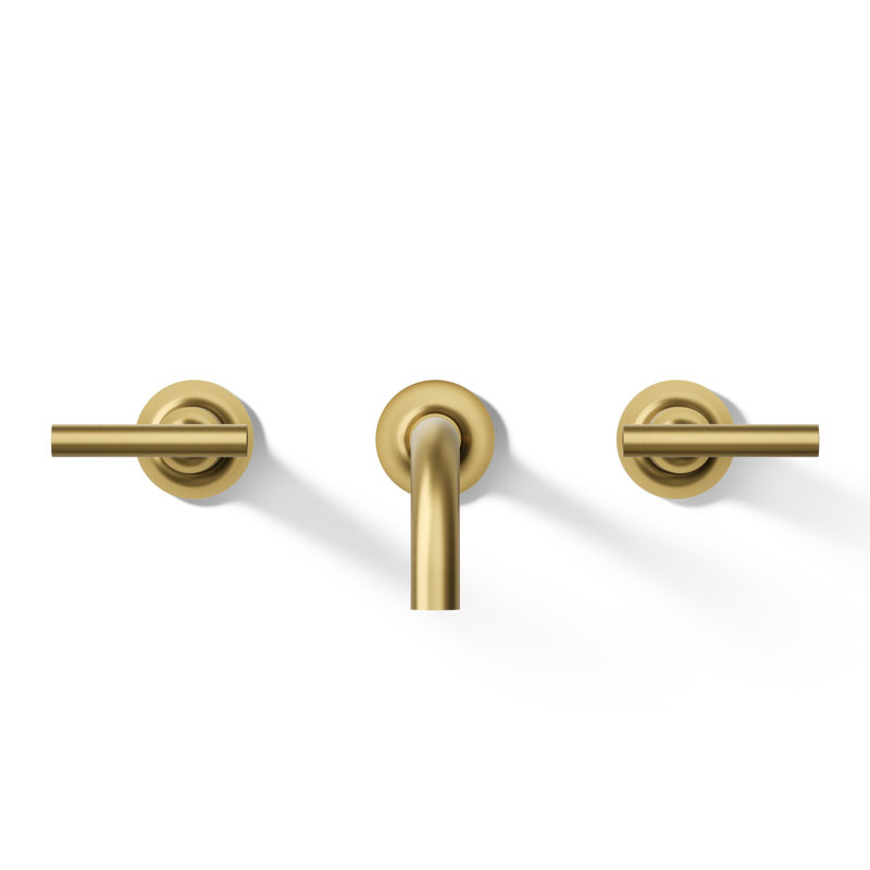 Purist® Wall Mounted Bathroom Faucet, Vibrant Brushed Moderne Brass, Lever Handle