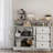 47.2 Inch Sideboard Buffet Cabinet with Built-in Power Outlets, Farmhouse Kitchen Buffet Storage Cabinet with 2 Barn Doors, 3 Drawers & a Large Open Shelf for Living Room, Dining Room, White-1869896248
