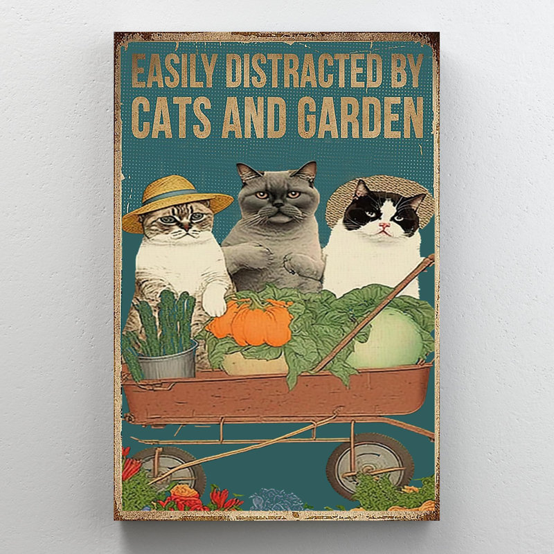 «Blakehurst Easily Distract By Cats And Garden», impression sur toile, H 14 po x l 11 po x P 1,25 po