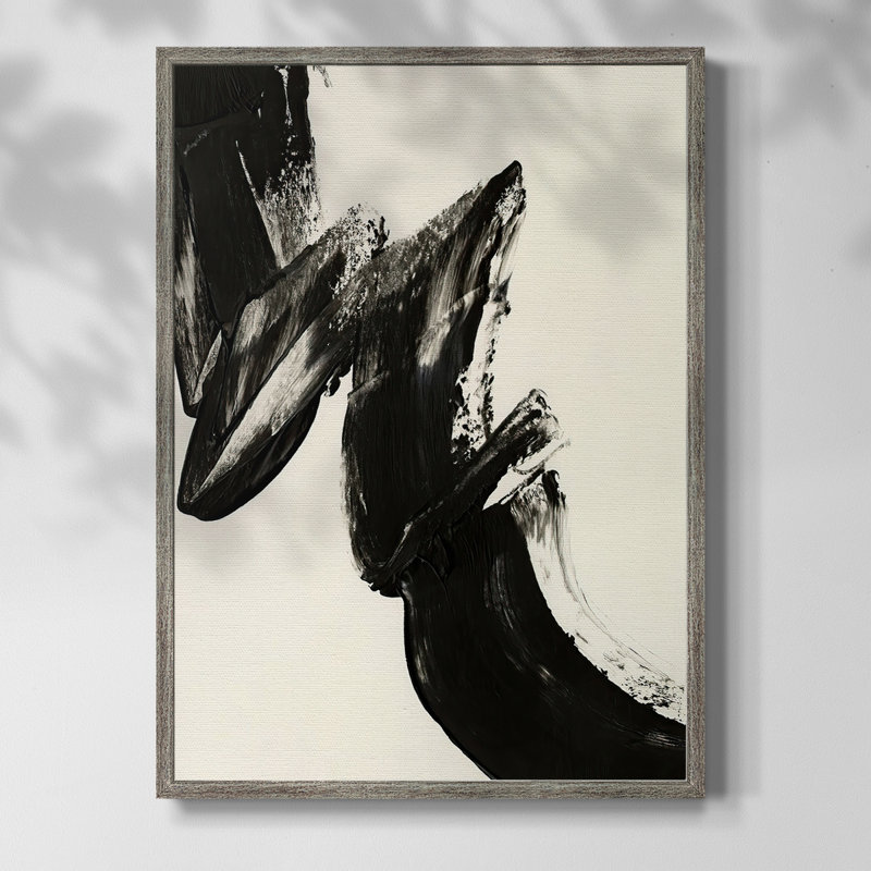 Black Expression II Framed Print - Solid Wood, 11" H x 9" W