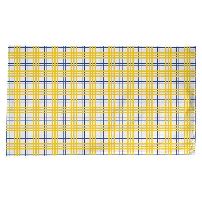 Nappe en mélange de coton à carreaux, Blanc / bleu royal / doré