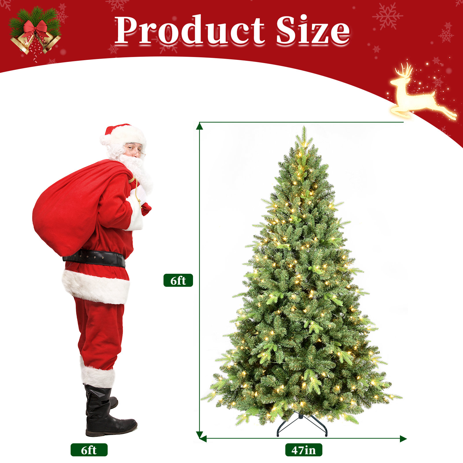 Pre-Lit Spruce Christmas Tree, 6ft H