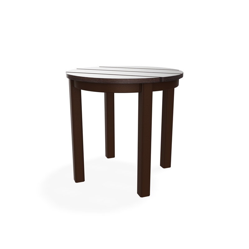 Table de bout d'extérieur 21 po ronde en polymère rustique de luxe, Brun / Kona