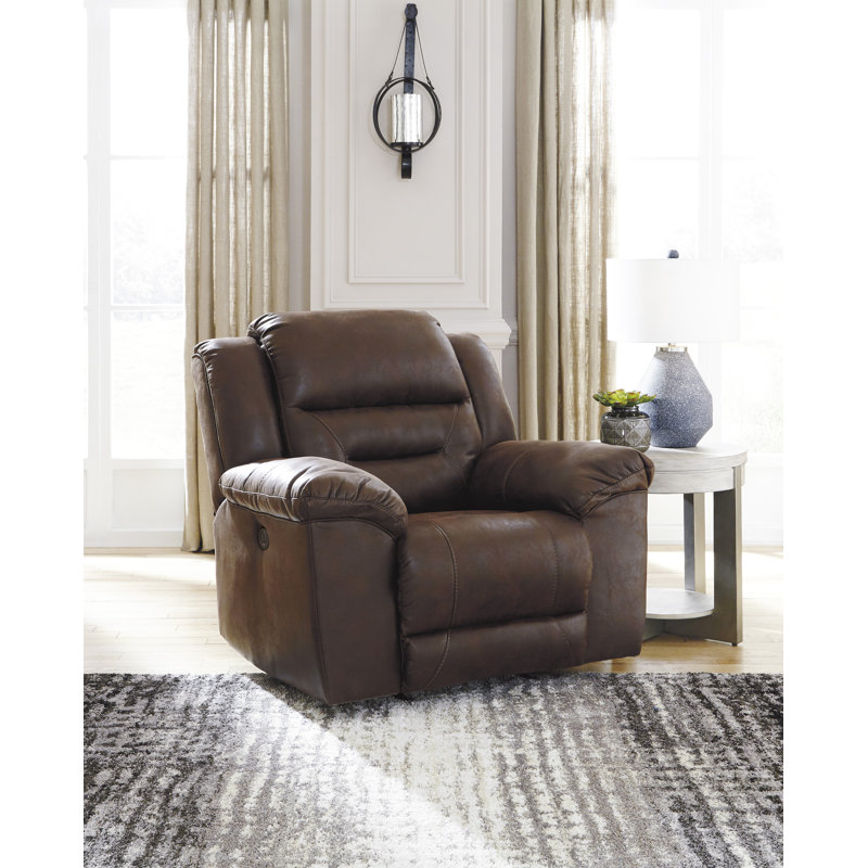 Fauteuil inclinable manuel berçant Aky, similicuir lisse, Brun