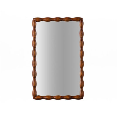 Mid-Century Wall-Mounted Mirror With Solid Wood Frame