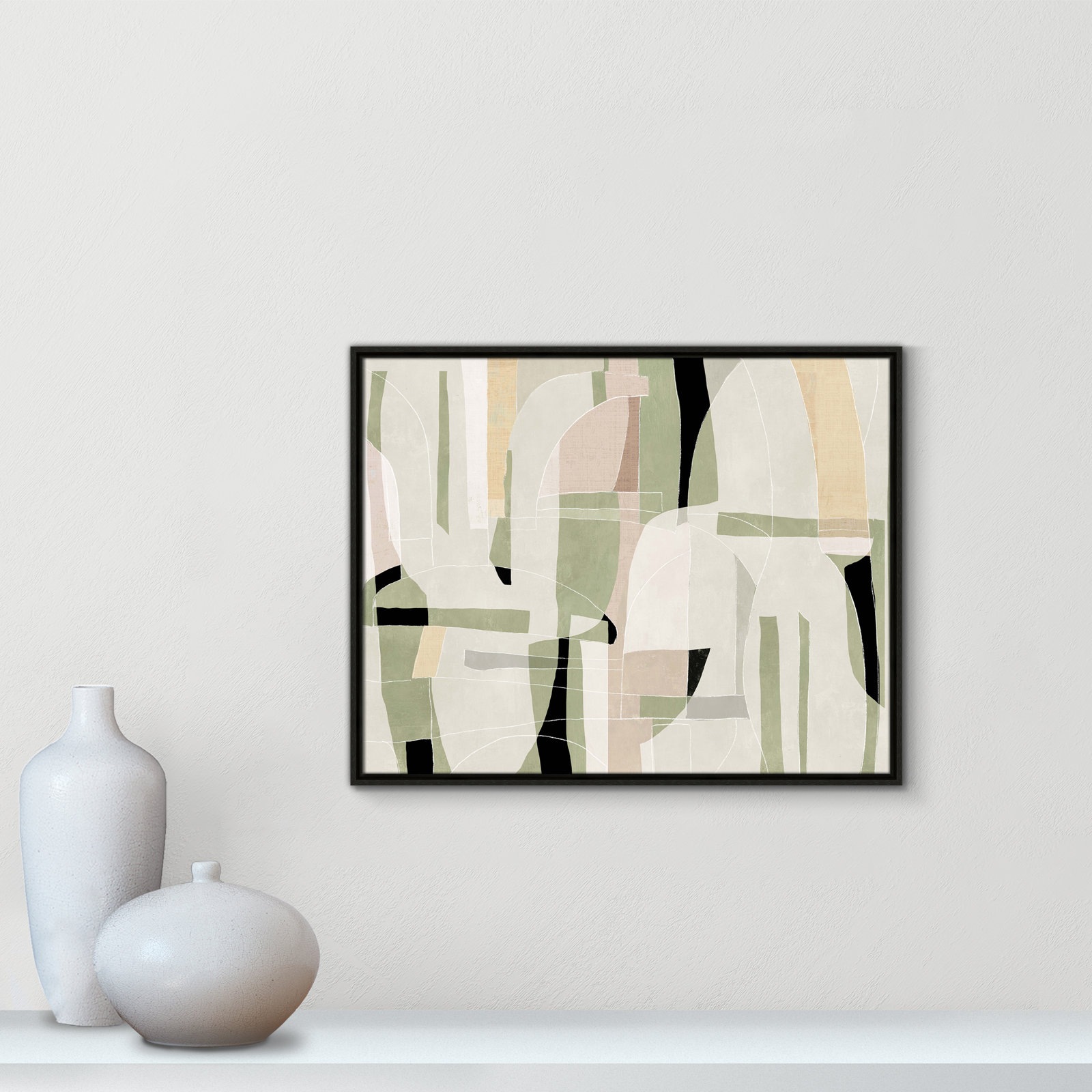 Sunny Barcelona - Floater Frame Canvas, 29.5" W x 23.5" H, Espresso