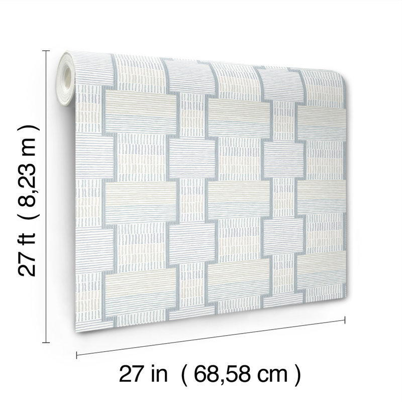 Geometric Wallpaper Roll, Blue