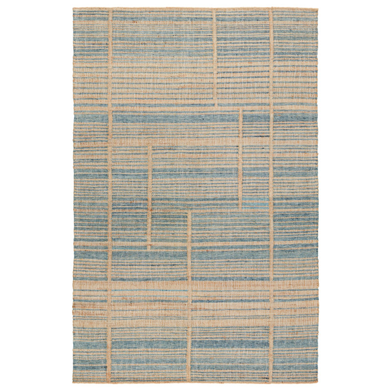 Zoya Striped Area Rug in Brown/Blue, Rectangle 2' x 3'