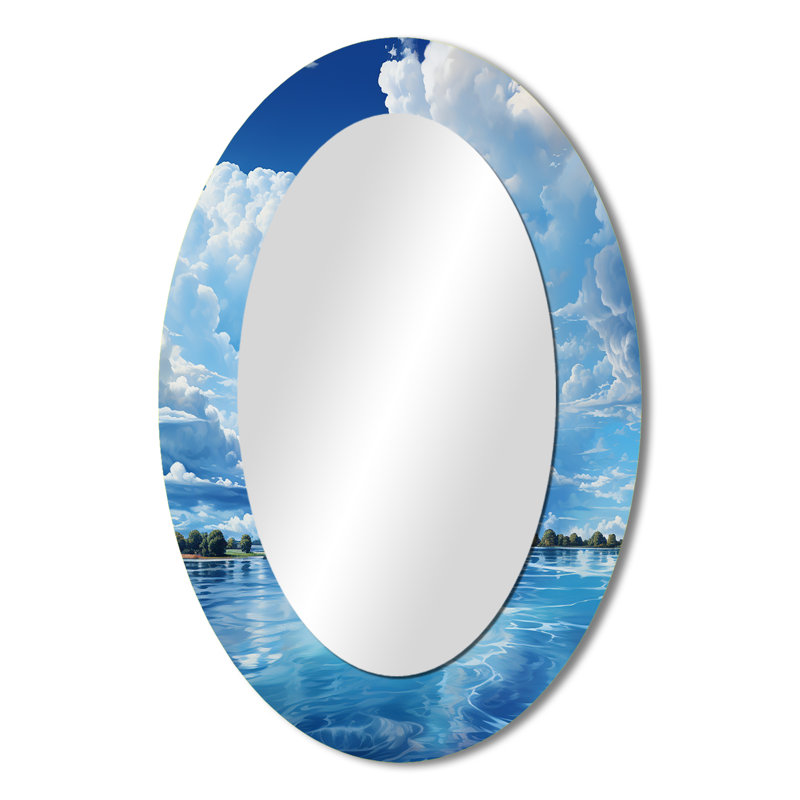 Clouds Skys Canvas - grand miroir mural ovale sur métal, 36 po x 24 po