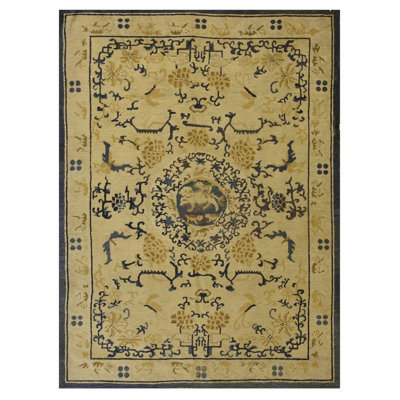Tapis beige antique en laine Ningxia