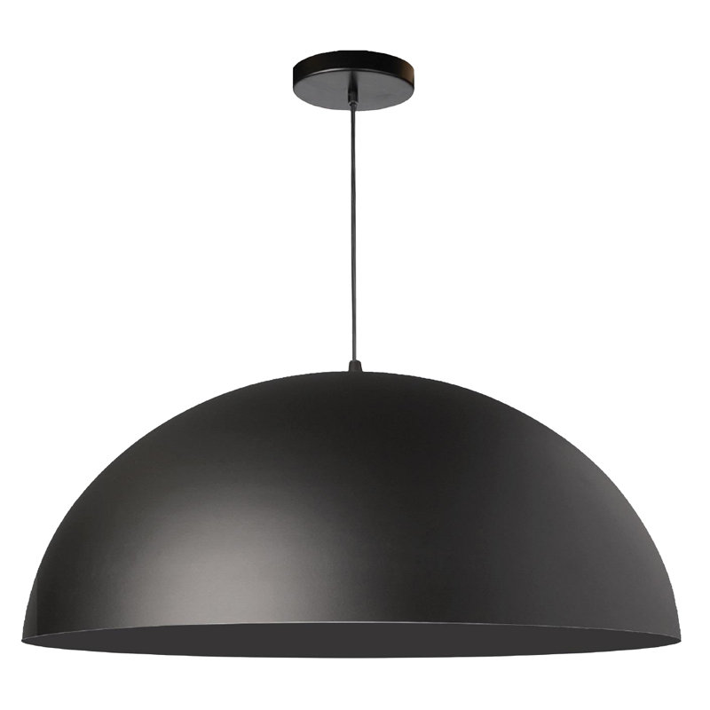 Rancourt 1-Light Dimmable Single Dome Pendant, 10" H x 20" W x 20" D, Matte Black