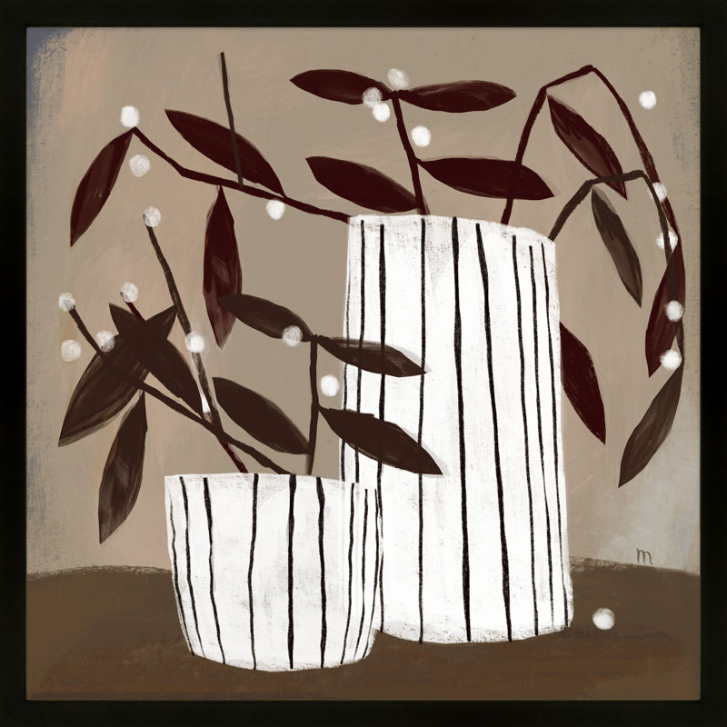 Juba Dry Flowers Square - peinture sur papier, Noir, H 16 po x l 16 po x P 1,25 po