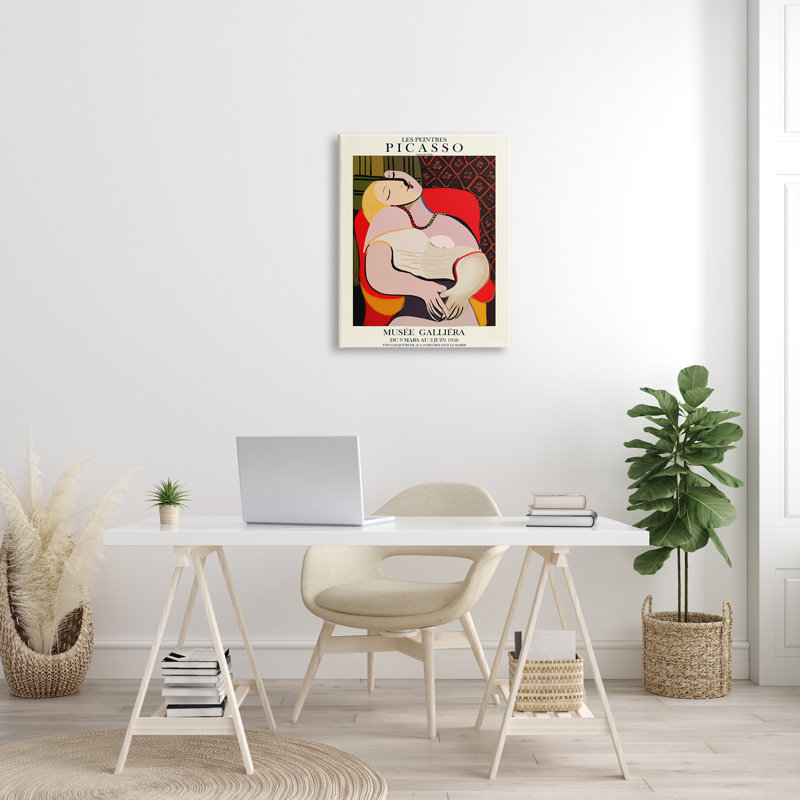 Chaise Picing, peinture abstraite traditionnelle Picasso, Toile tendue, H 30 po x l 24 po
