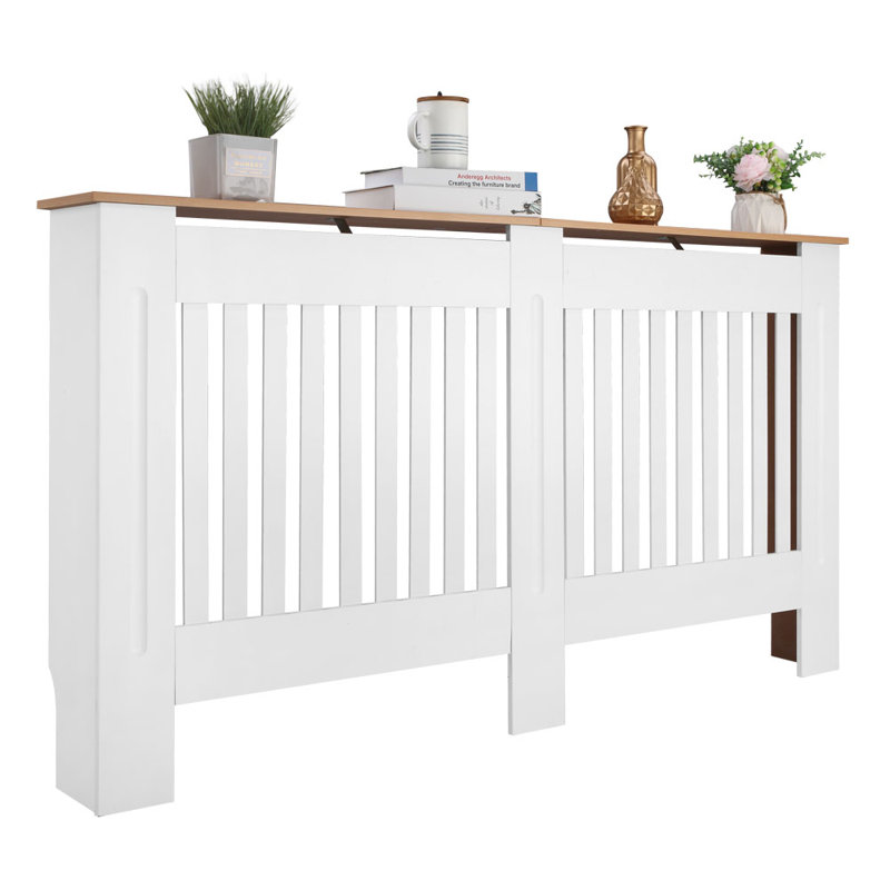 Constable Radiator Cover, White/Brown, 81cm H x 152cm W x 19cm D