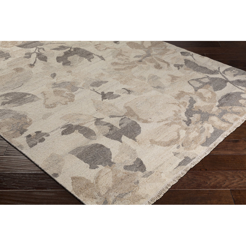 Ethereal Wool Geometric Area Rug in Beige, Rectangle 6' x 9'