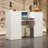Mastan 59'' W Reception Desk With Display Cabinets And LED Lightsand Transparent Glass