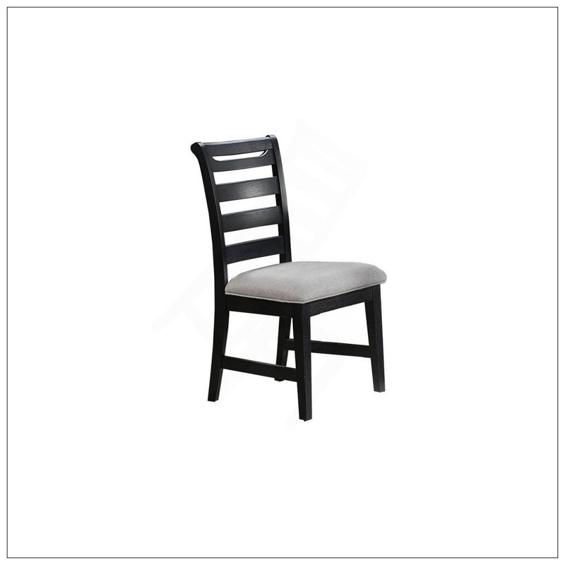 Chaises de salle à manger modernes 2 pièces avec structure de dossier en échelle, siège rembourré et fabrication en bois d'hévéa durable pour la cuisine et la salle à manger