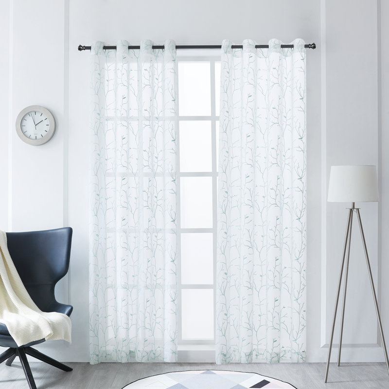 Greater Taree Sheer Curtain Single Panel, 54" W x 84" L, Lake Blue