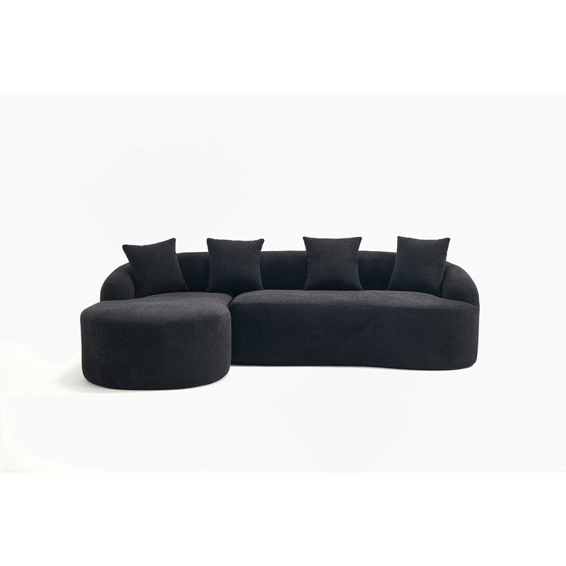 Boneless Compression L-Shape Sectional Sofa With Curved Chaise, High-Density Foam, Minimalist Design For Living Room And Bedroom
