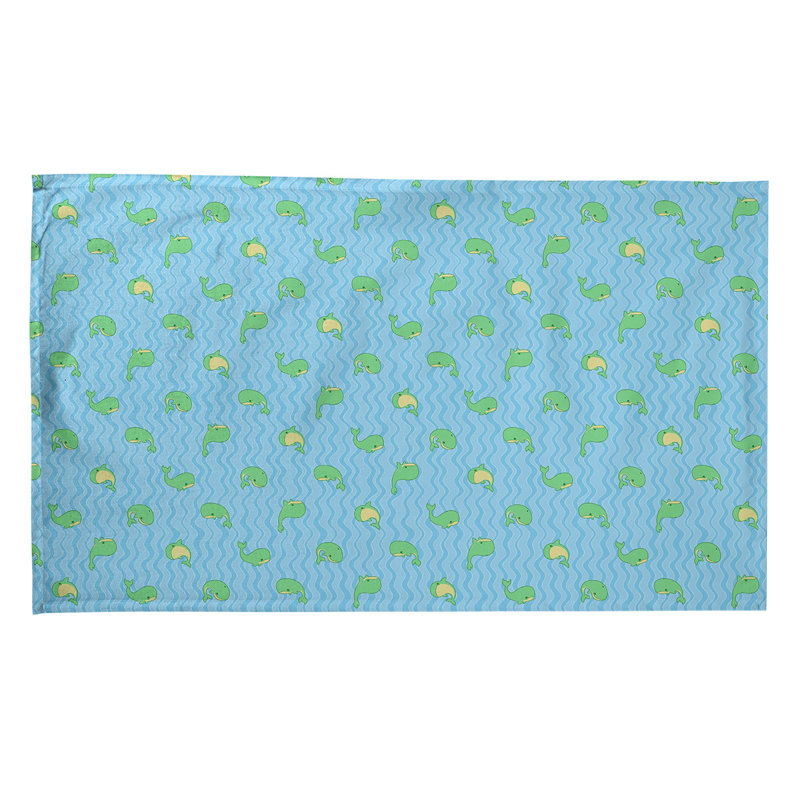 Serviette de thé à motif baleines, Sergé de coton, Bleu / Vert