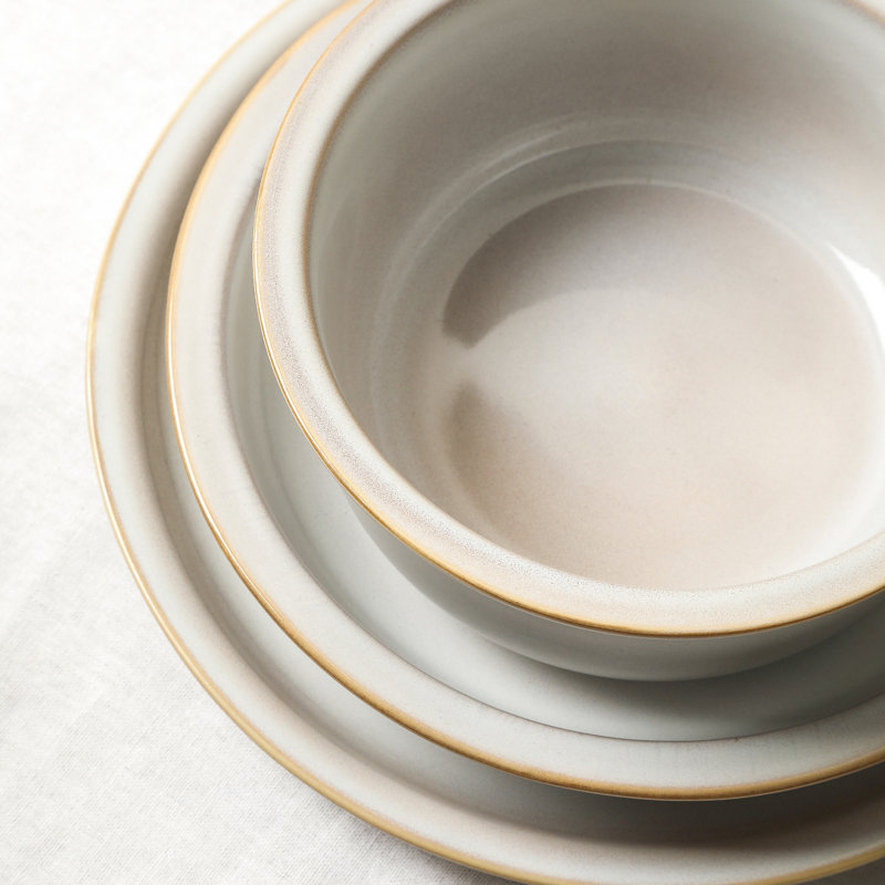 Stone Lain Slate 12-Piece Dinnerware Set Stoneware, White