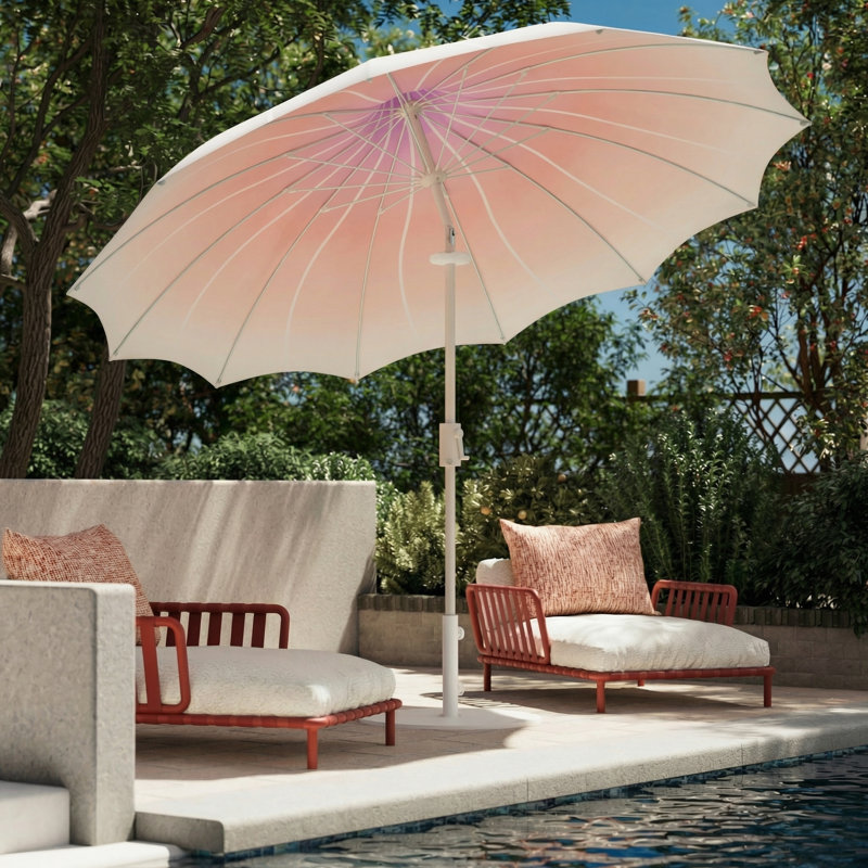 Parasol d'extérieur inclinable 108 po Kaia, Rose dégradé, avec lumière DEL