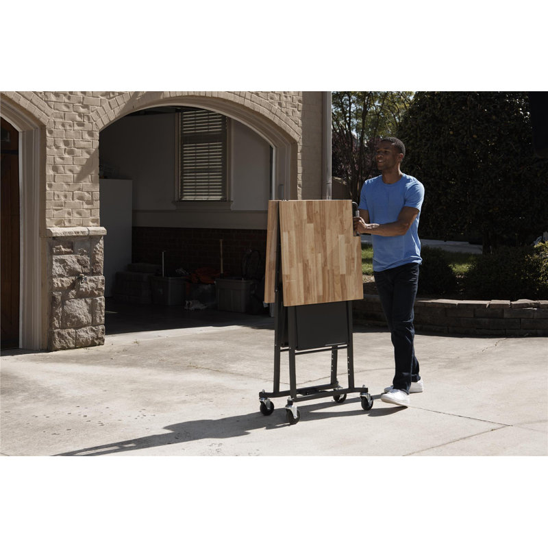 SmartFold Portable Workbench/Folding Utility Table, Light Brown/Black