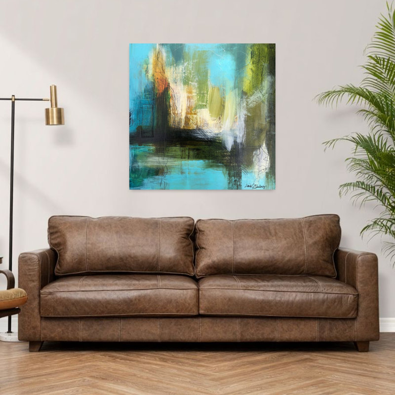 Aqua Serenity 3, art abstrait contemporain, H 36 po x l 36 po