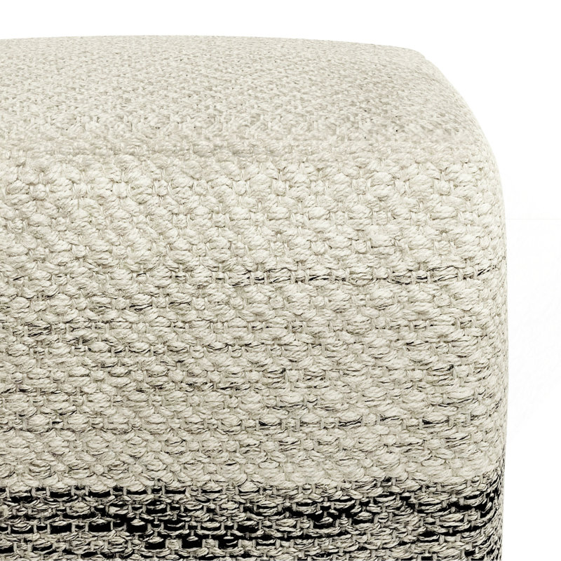 Pouf carré Macie en polyester PET gris et blanc de 18 po de largeur