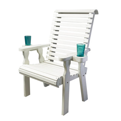 Heavy Duty 600 Lb High Back Roll Back Treated Patio Chair, Cupholders