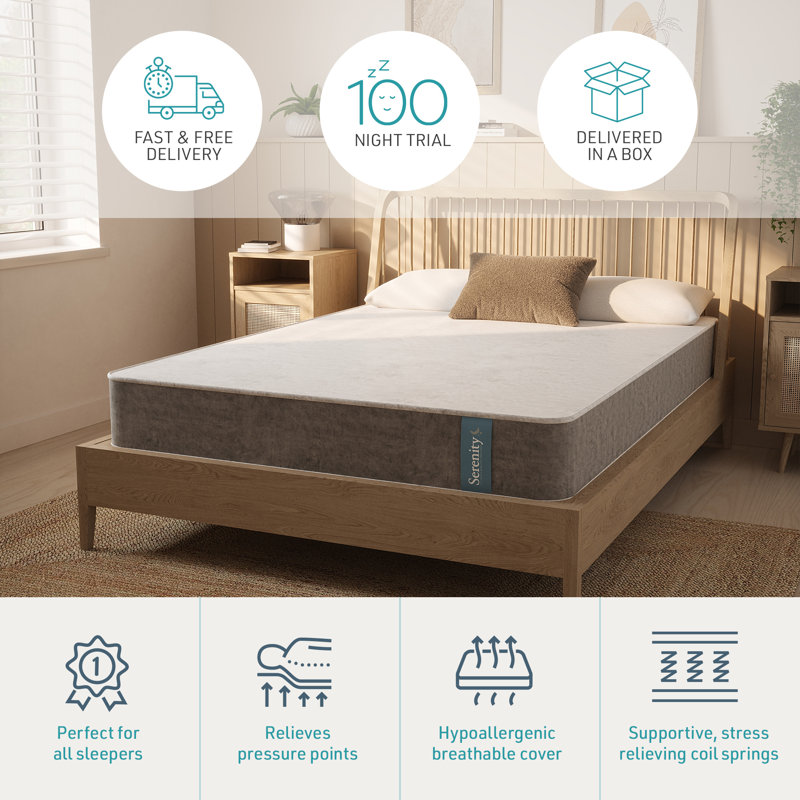 Serenity Three Zone Memory Foam And Coil Hybrid Mattress 18cm, Small Double (4')