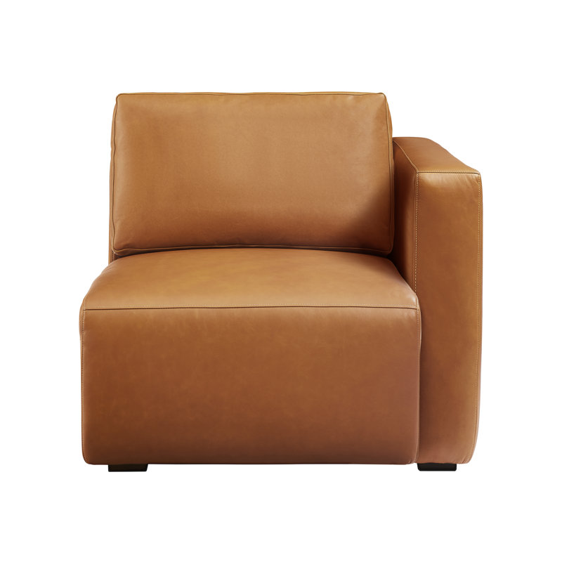 Beryl Modern Full Grain Leather Upholstered Sectional-Right, Brown