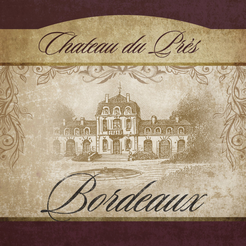 Wine Label II - Wrapped Canvas Print, 91cm H x 91cm W x 3.8cm D