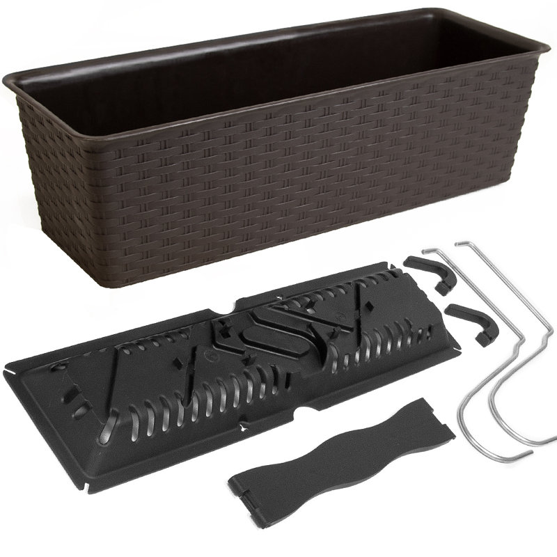 Cronin Railing Planter, Brown, 14.5cm H x 39cm W x 16cm D